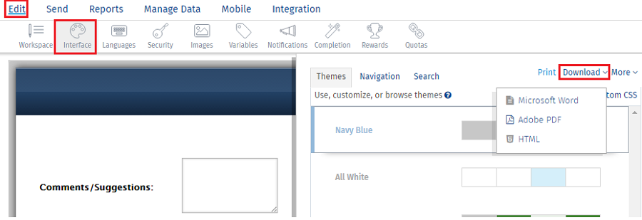 Print Your Surveys Questionpro - use the export option to generate a word pdf or html copy of the survey