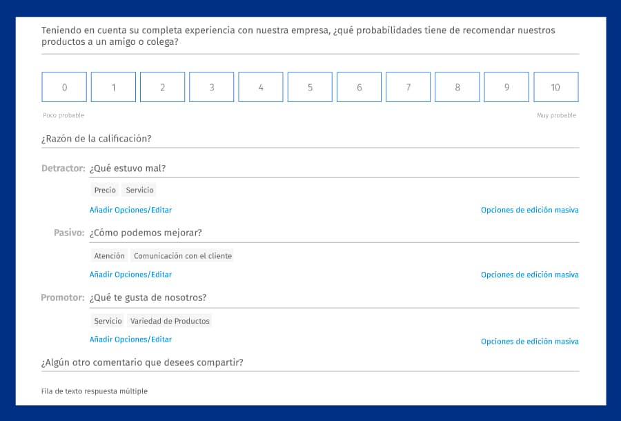 pregunta net promoter score