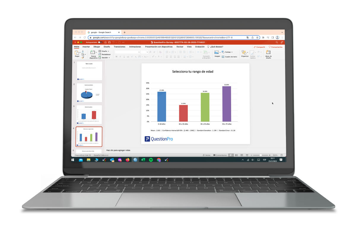 Exemplo de relatório em Microsoft PowerPoint