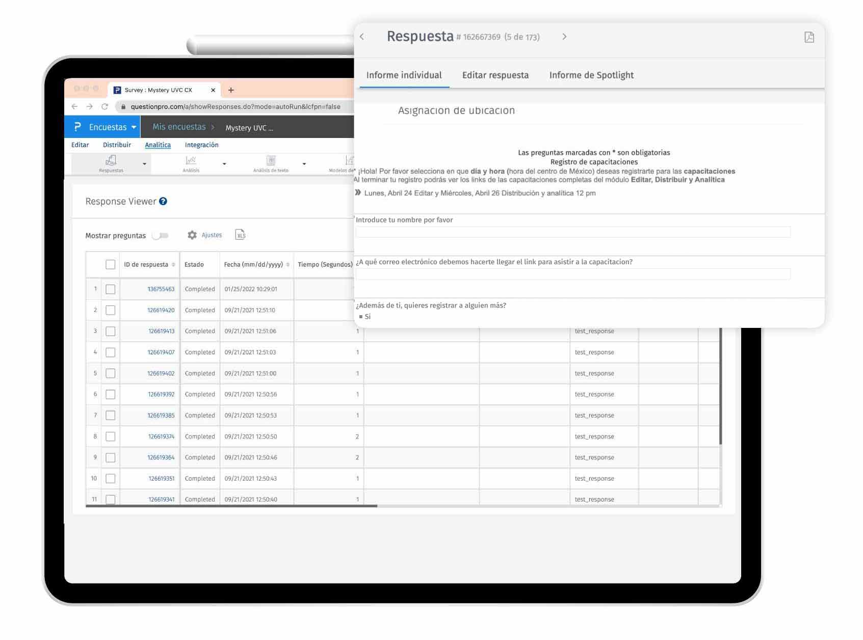 Visualizador de respostas individuais