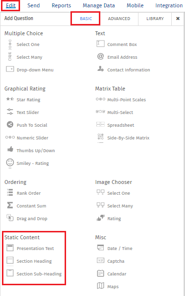 Section Headings | QuestionPro Survey Tools